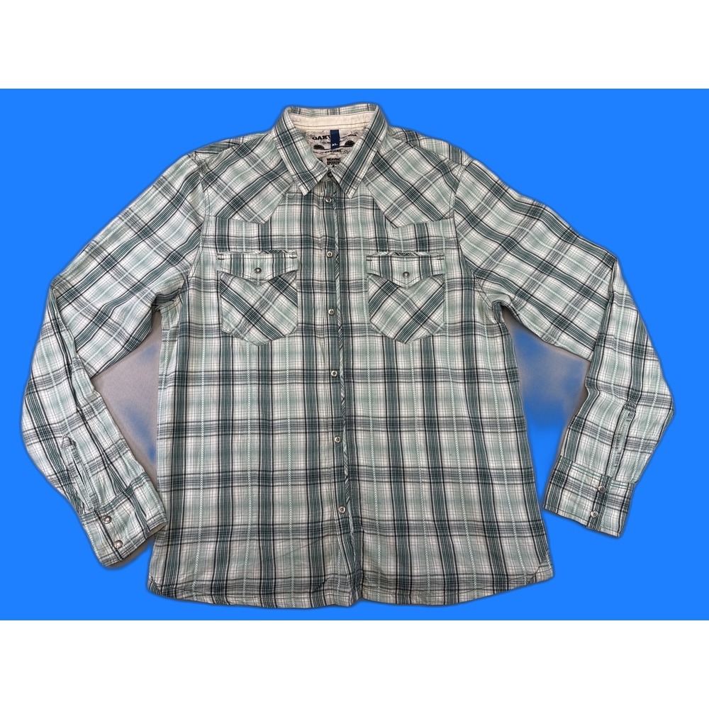 OAKVILLE MOCA Green Plaid Button Up Western Shirt XL Long Sleeve Cotton